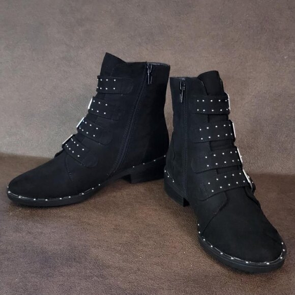 Bar III Women's Margo Black Buckled Suede Ankle Booties 5.5 M NIB - Picture 9 of 12